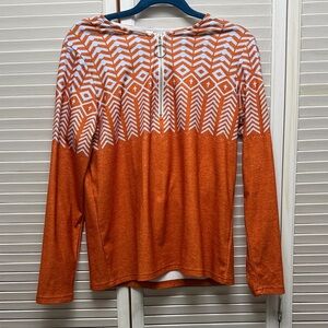 Orange and Light Blue Geometric Pattern quarter zip